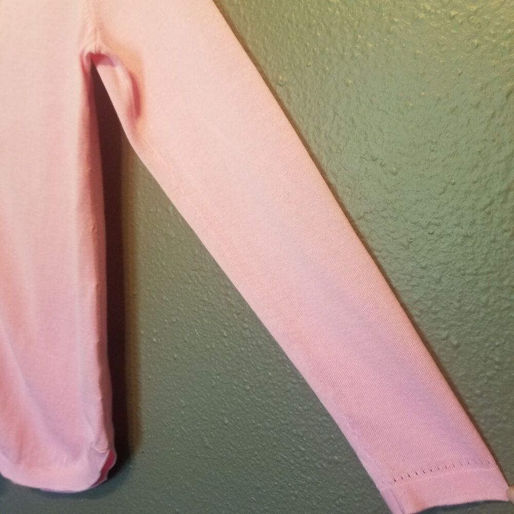 Talbots S Cardigan Sweater Pink 100% Cotton V Neck Oversized Preppy Feminine - Picture 9 of 9